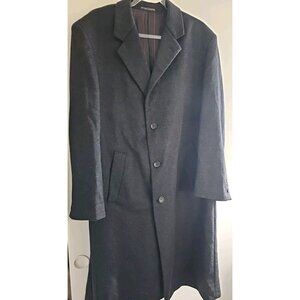 Andre Lanzino Men Classic Charcoal Cashmere & Wool Overcoat Hand Tailored 42R